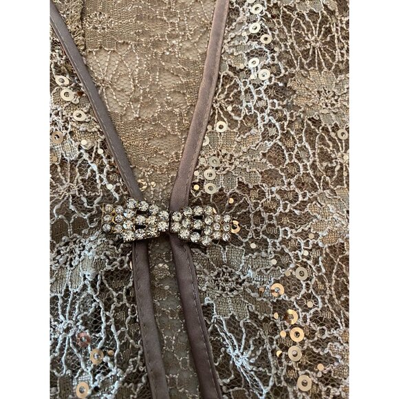 R & M Richards Beige Sequin Lace Dress & Jacket Set Size 6 - Picture 13 of 16